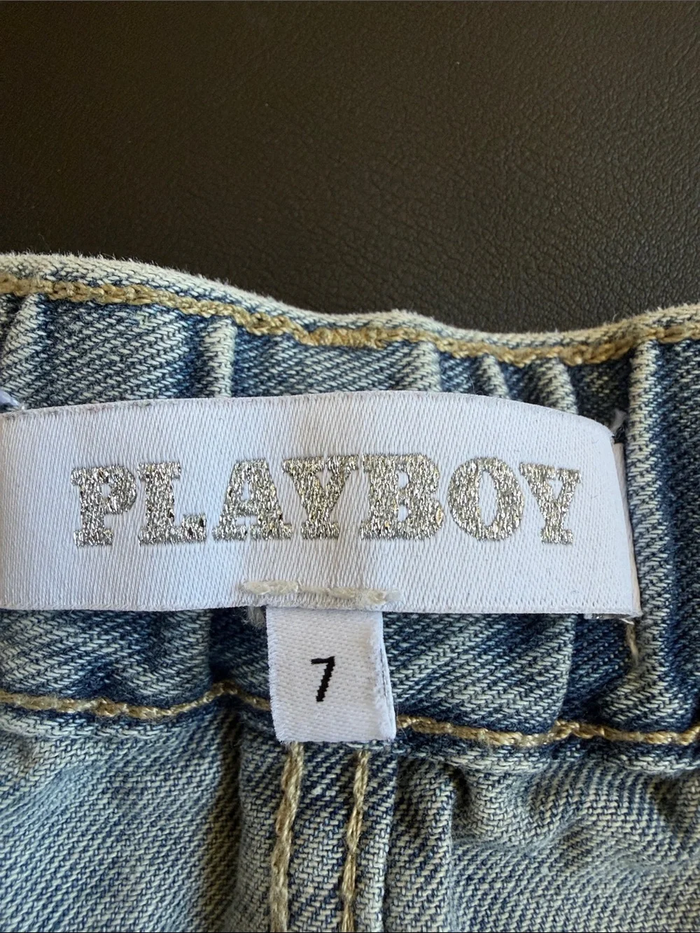 Playboy Y2K Denim Long Shorts Logo Graphic Size 7